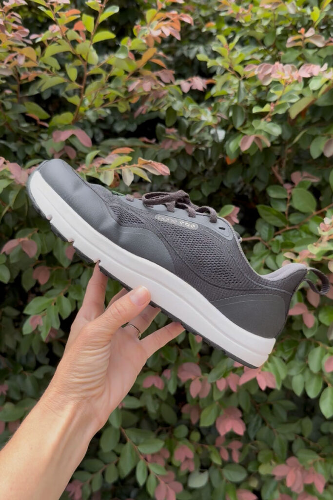 The 22mm stack height of the Bahé Revive Endurance, a wide toe box running shoe with cushion