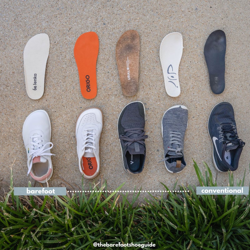 range of barefoot shoes to conventional shoes