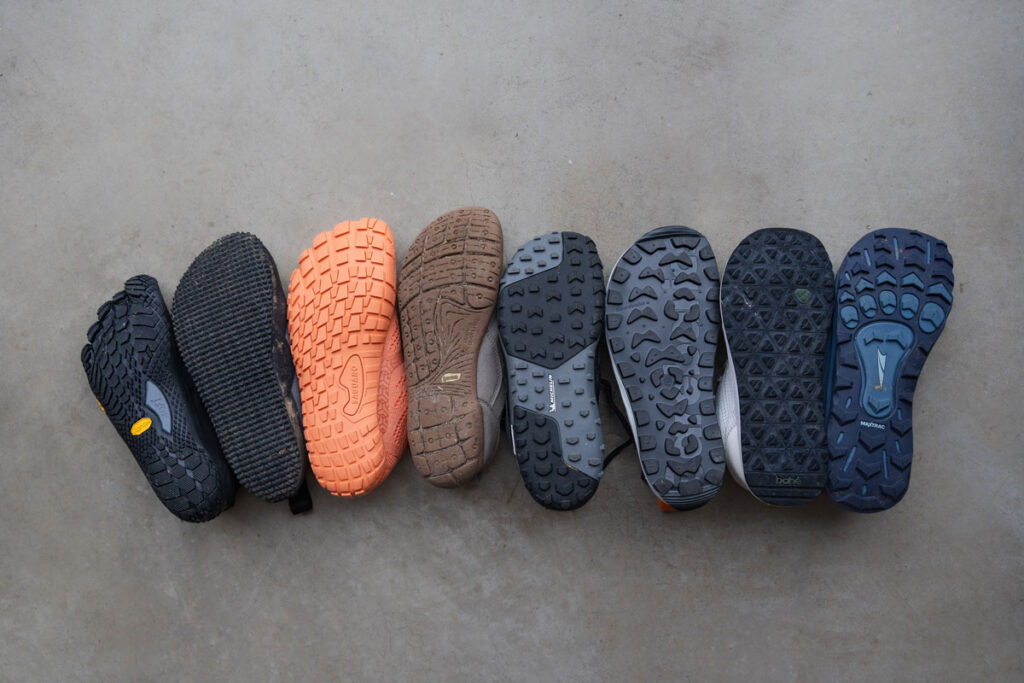 Soles of the best barefoot hiking shoes