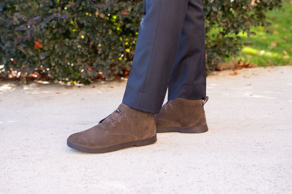 Birchbury suede barefoot chukka boots with zero drop sole