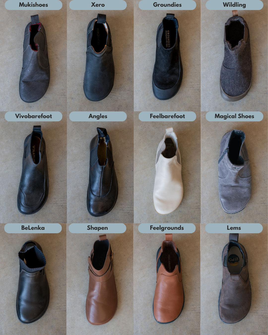 Width comparison barefoot Chelsea boots