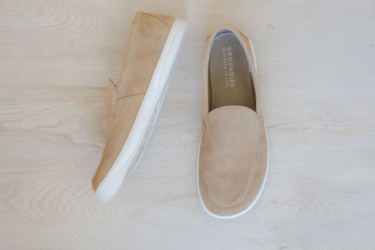 Groundies Ghent barefoot loafers in suede
