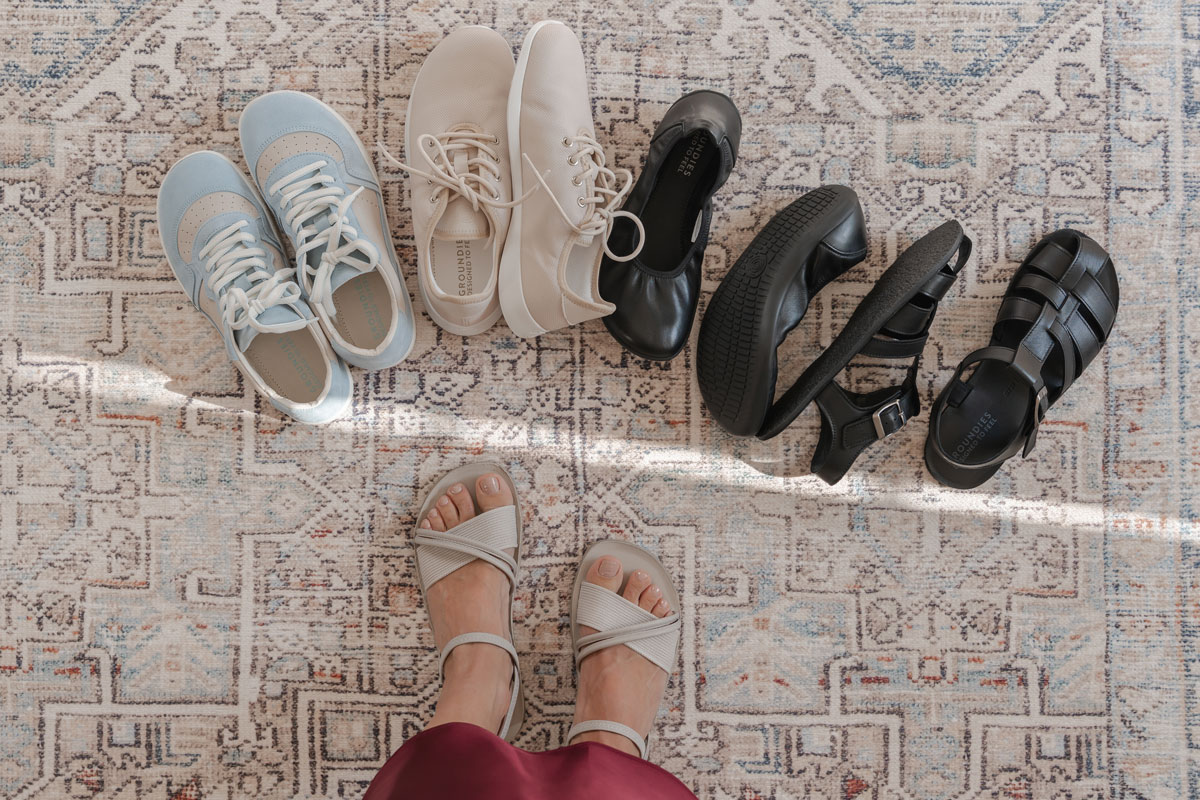 Barefoot Shoes from Groundies spring and summer 2025 collection including sneakers, sandals and ballet flats