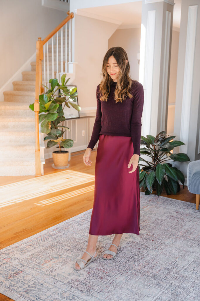 Groundies dressy barefoot sandals paired with a skirt