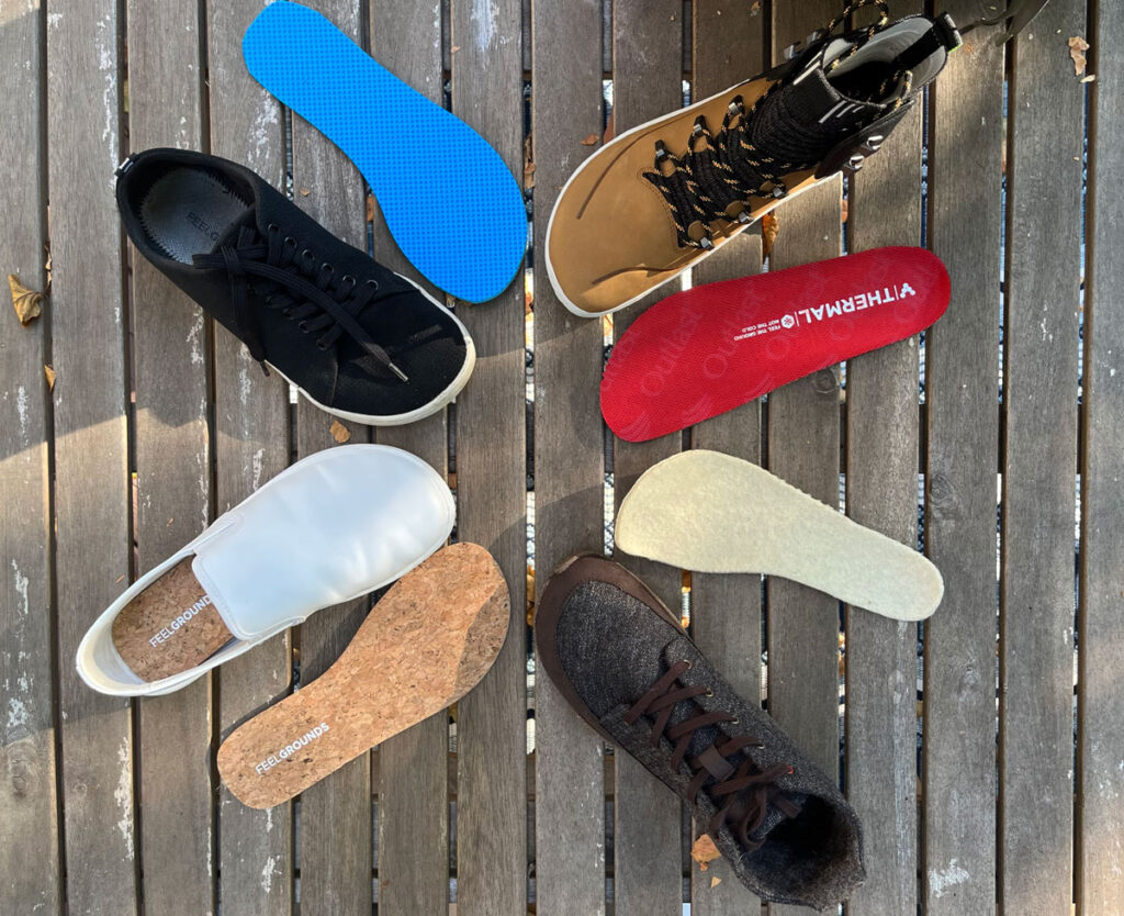 Insoles for barefoot shoes: cork, wool, felt and sensory insoles