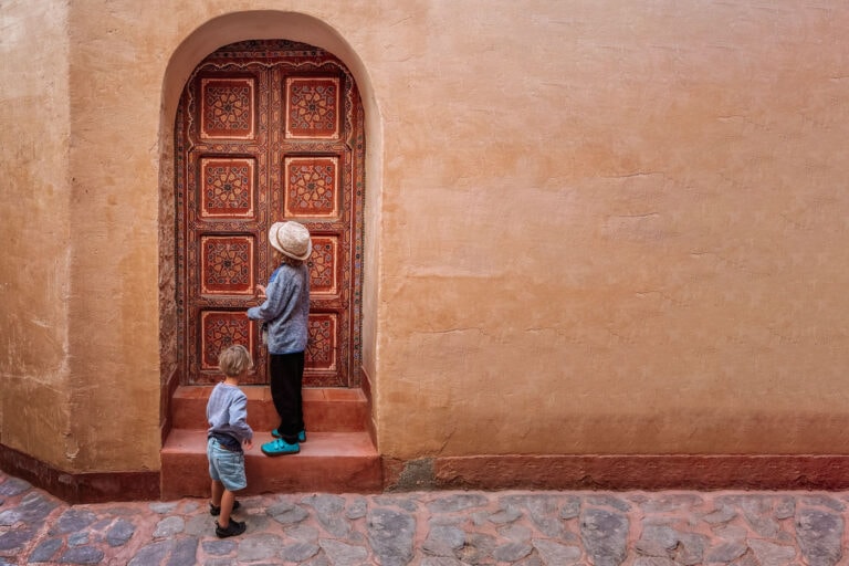 l, kids wearing barefoot shoes in Morocco
