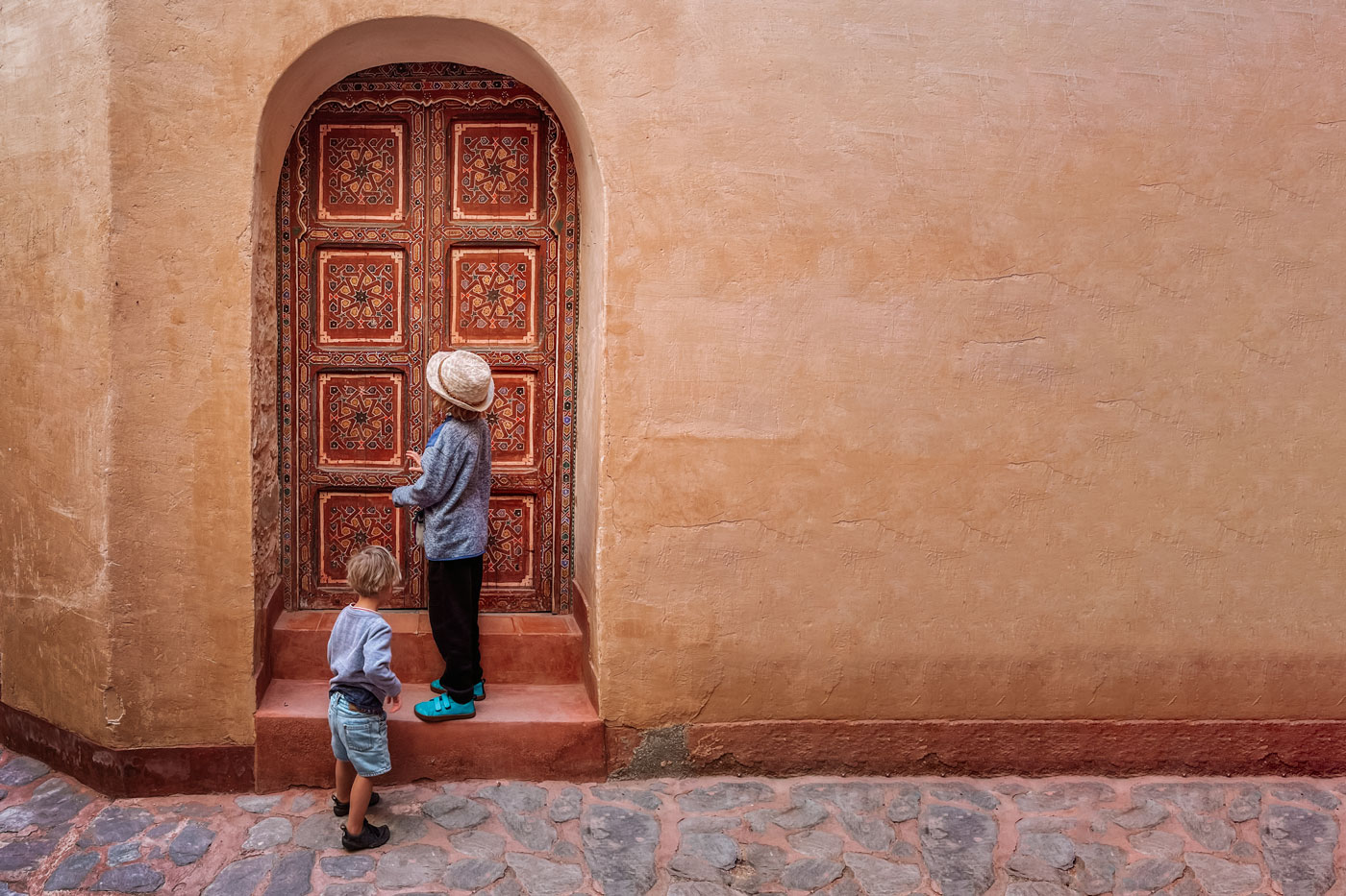 l, kids wearing barefoot shoes in Morocco
