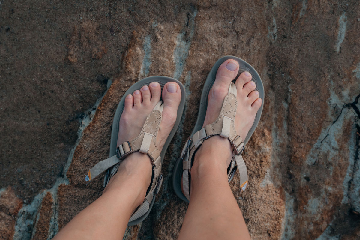Lems Switchback hiking sandals with a wide toe box
