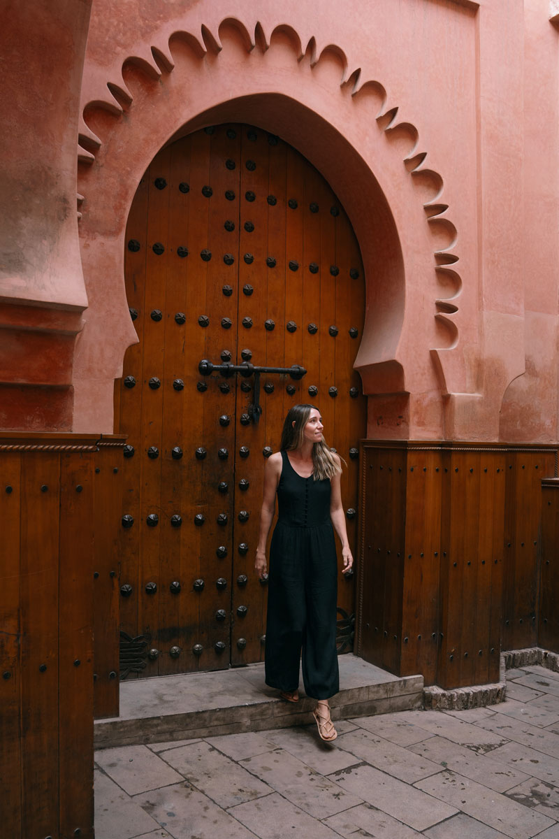 Wearing Laboo Leather barefoot sandals from Etsy while traveling in Marrakech