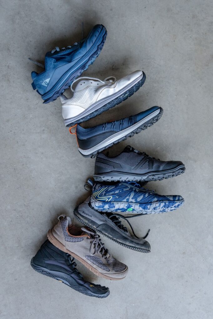Mix of the best barefoot hiking shoes and trail runners by stack height