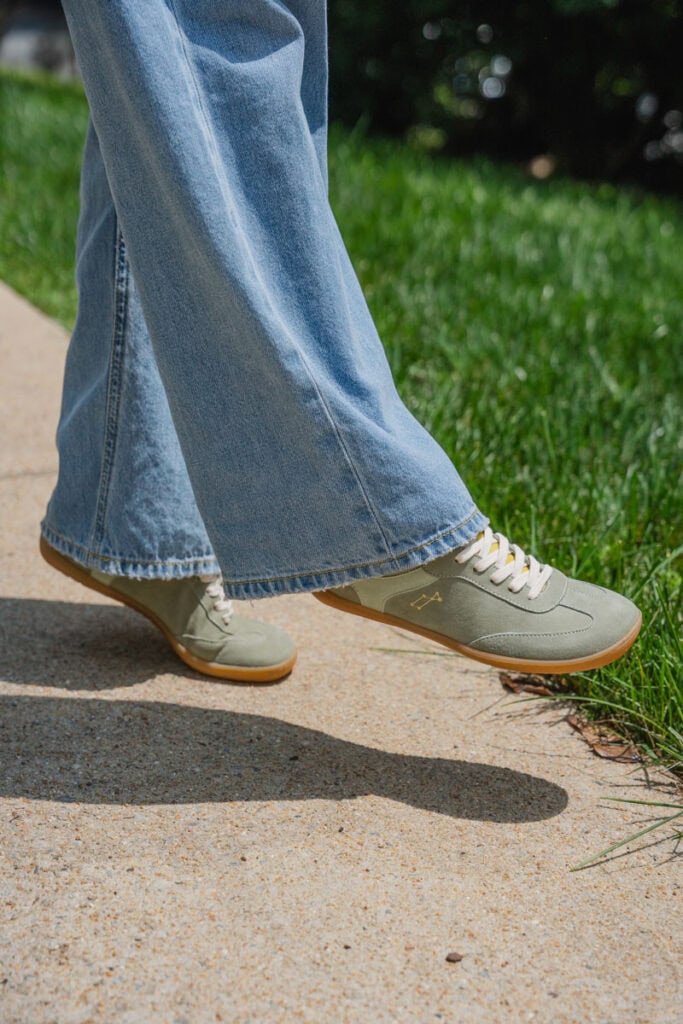 Mukishoes Lyra, light green barefoot sneaker alternatives to the Adidas Samba