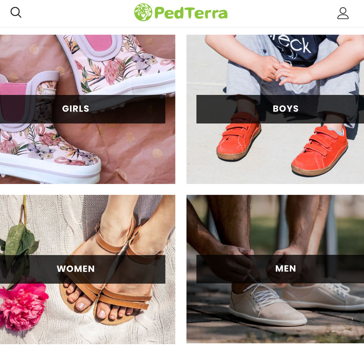 Pedterra, barefoot shoe online retailer with free shipping and free returns