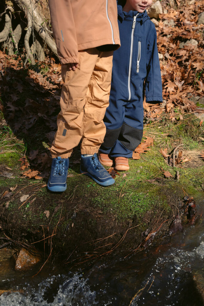 Reima barefoot waterproof boots for kids, along with their waterproof clothing