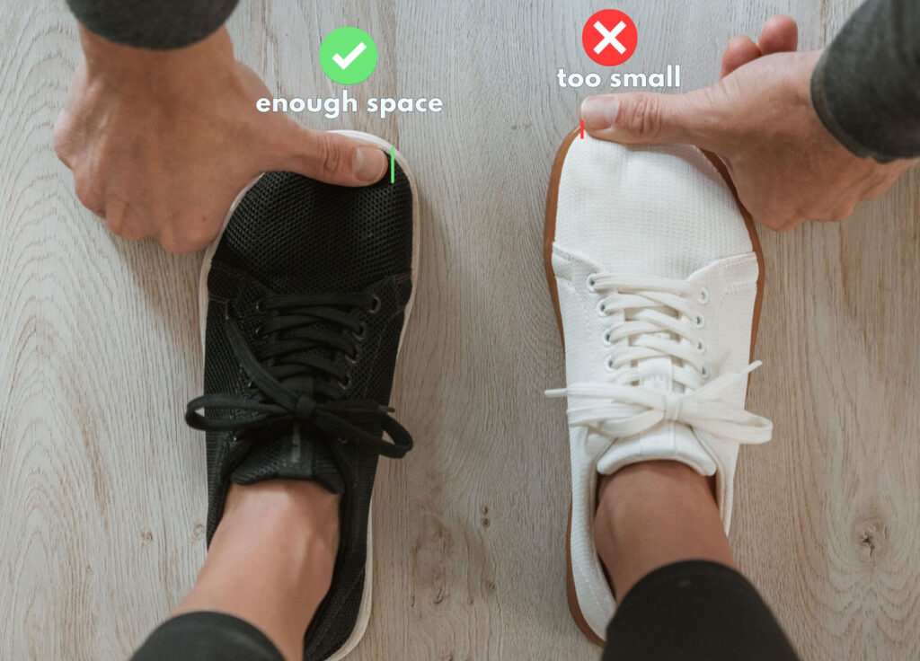 Sizing of barefoot shoes