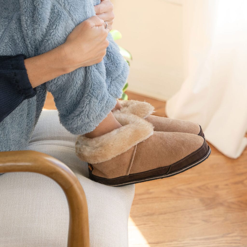 Softstar S'mores sheepskin slippers with Vibram soles, short Ugg barefoot alternatives