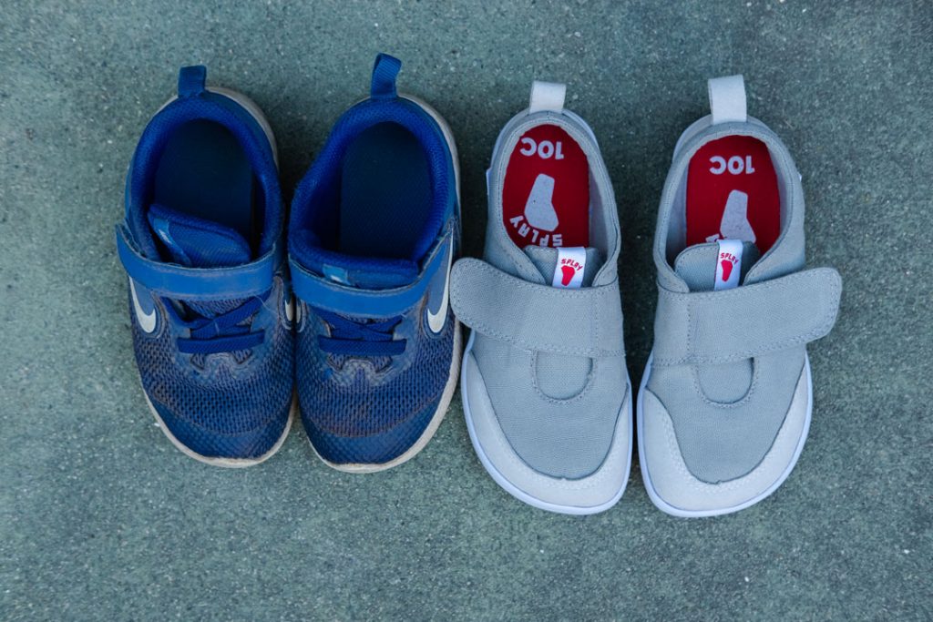 Wide toe box of Splay Athletics barefoot kids' shoes