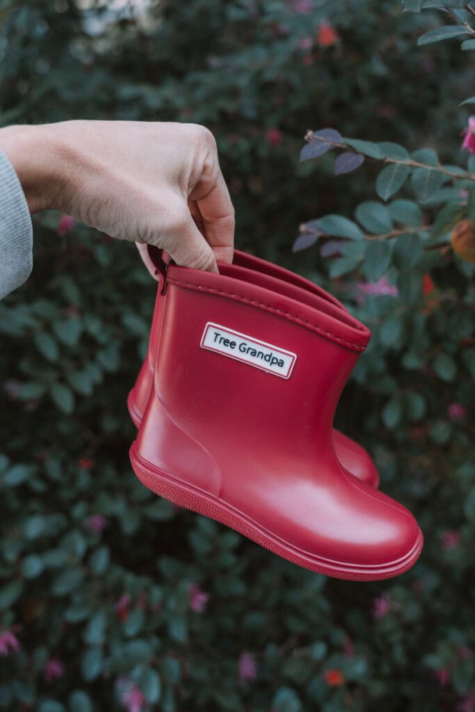 Tree Grandpa barefoot rain boots for toddlers on Amazon