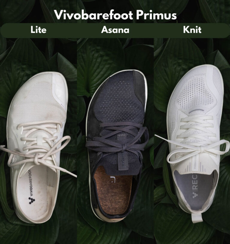 Comparison of the Vivobarefoot Primus Lite III, Primus Asana, and Primus Lite Knit