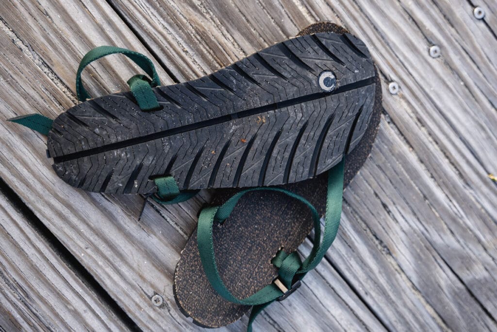 ZuZu Flow are minimalist hiking sandals with recycled car tire soles