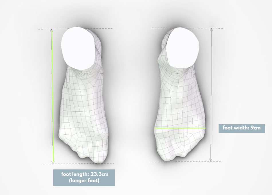 Measure feet for barefoot shoes