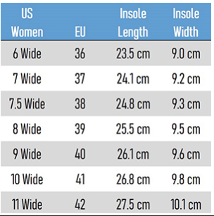 WHITIN Shoes size chart